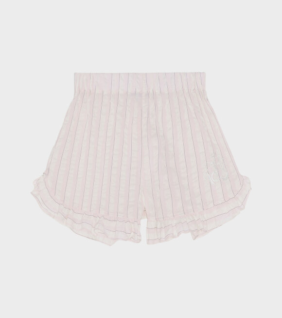 Ganni - Cotton Seersucker Shorts Cherry Blossom