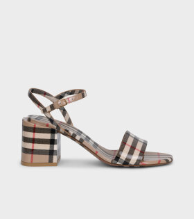 Cornwall Leather Heels Sandal Archive Beige Check