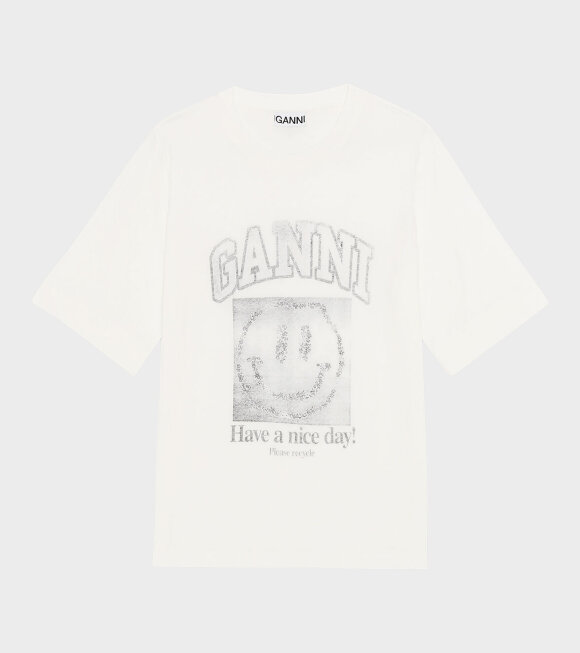 Ganni - Smiley T-shirt Egret Off-White