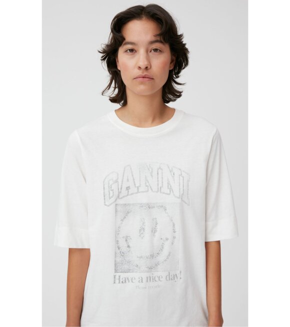 Ganni - Smiley T-shirt Egret Off-White
