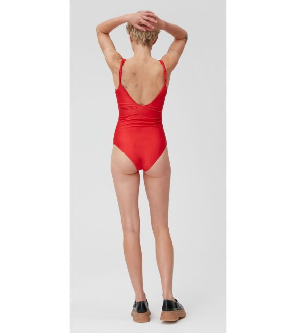 Ganni - Smiley Swimsuit Red