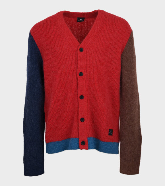 Paul Smith - Button V-neck Cardigan Red/Brown/Blue