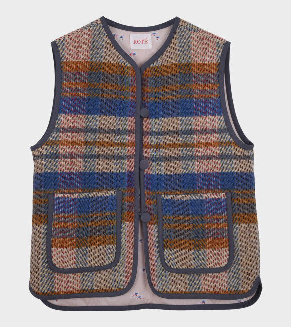 Roté - Wool Vest Orange/Blue/Grey