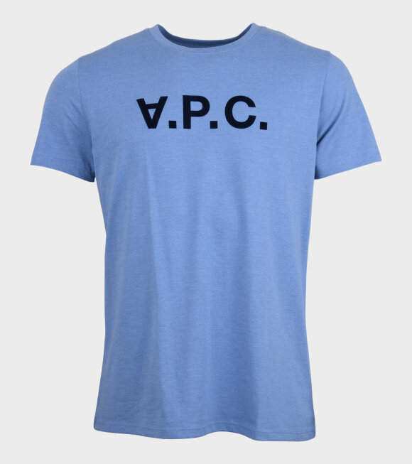 A.P.C - Velour Logo T-shirt Light Blue