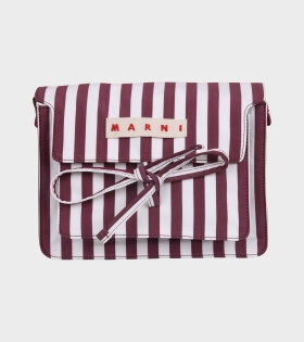 Striped Cotton Trunk Bag Bordeaux/White