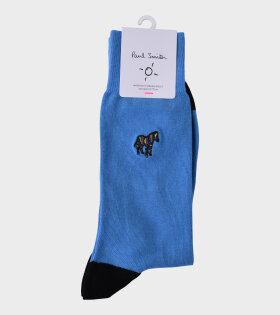 Embroidered Zebra Socks Blue/Black