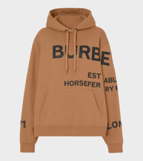 Poulter Print Cotton Oversized Hoodie Camel Brown