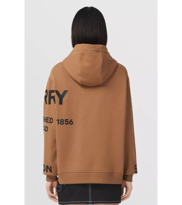 Burberry - Poulter Print Cotton Oversized Hoodie Camel Brown