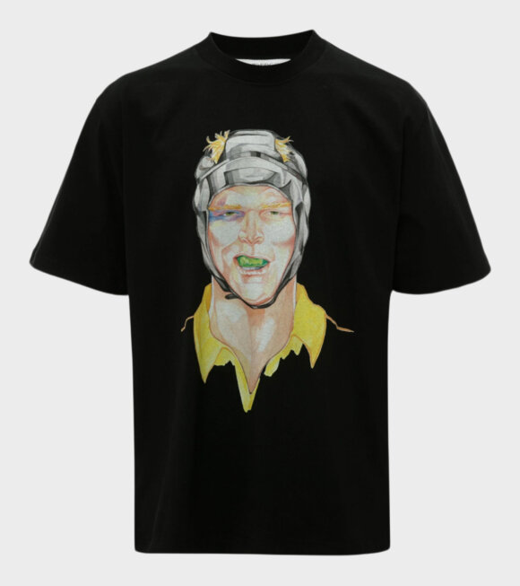 JW Anderson - Oversized Printed Rugby Face T-shirt Black