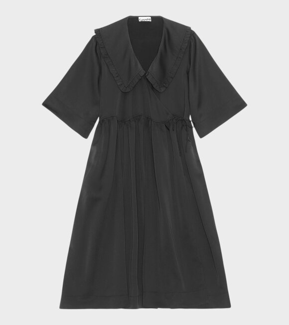 Ganni - Oversize Smocked Dress Black