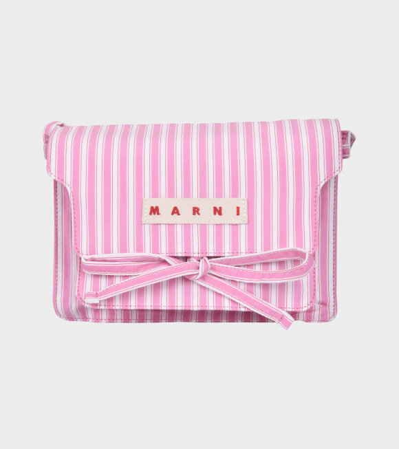Marni - Striped Cotton Trunk Bag Pink/White