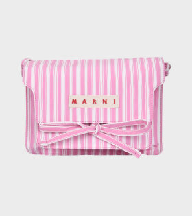 Striped Cotton Trunk Bag Pink/White