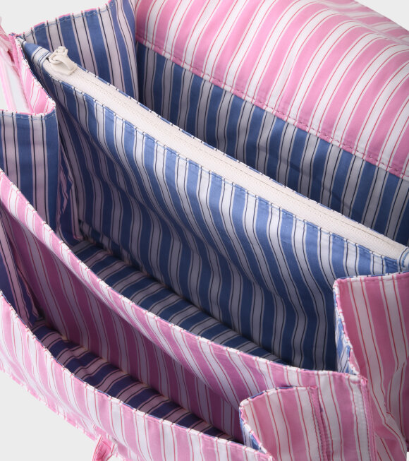 Marni - Striped Cotton Trunk Bag Pink/White