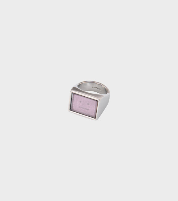 Acne Studios - Leather Face Logo Ring Silver/Purple