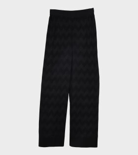 Zig Zag Striped Relaxed Wool Trousers Black
