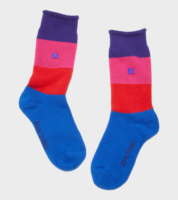 Acne Studios - Cotton Face Socks Purple/Multicolor