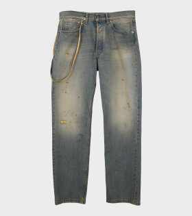 Four Stitchings Distressed Denim Jeans Washed Blue