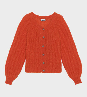 Mohair Cable Cardigan Red