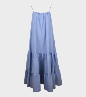 Chambray Romantic Strap Dress Blue