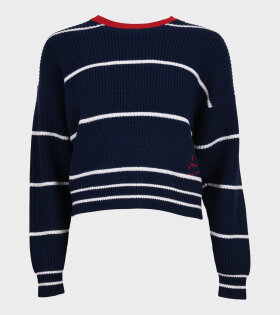 Pull ML Graph Striped Knit Navy/Red/White