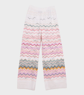 Zig Zag Knit Trousers White/Pink