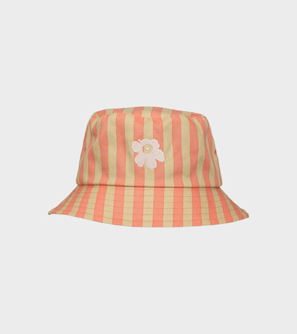 Marimekko - Striped Bucket Hat Coral/Beige