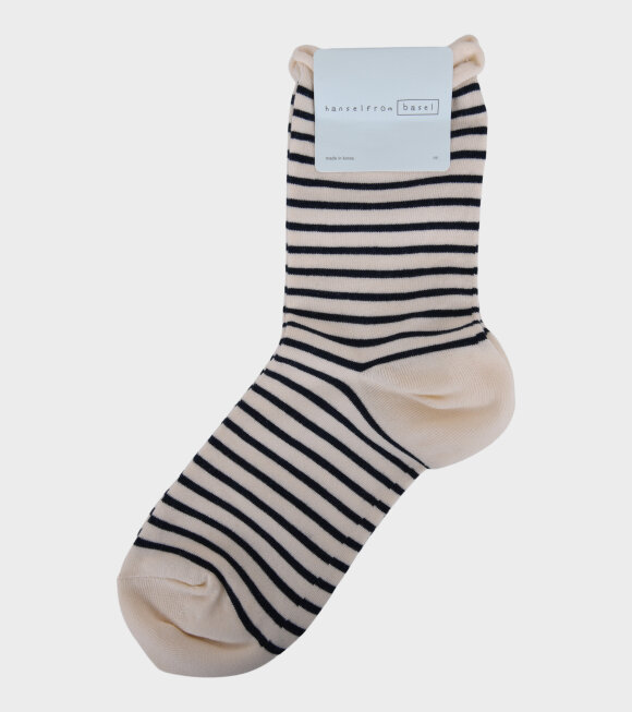 Hansel from Basel - Striped Socks Ivory/Navy