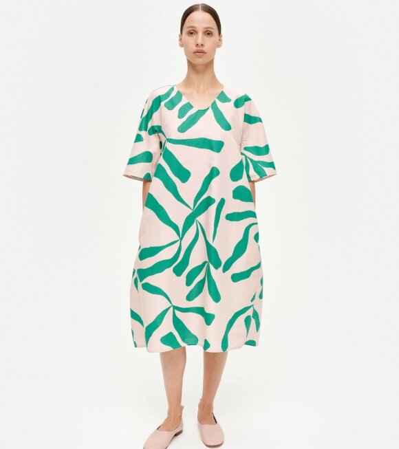 Marimekko - Agnete Floretti Dress Peach/Green