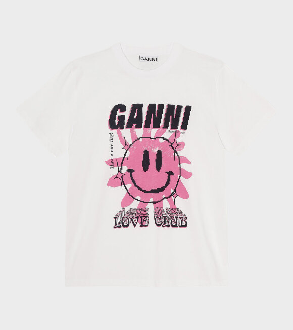 Ganni - Love Club T-shirt Bright White/Pink