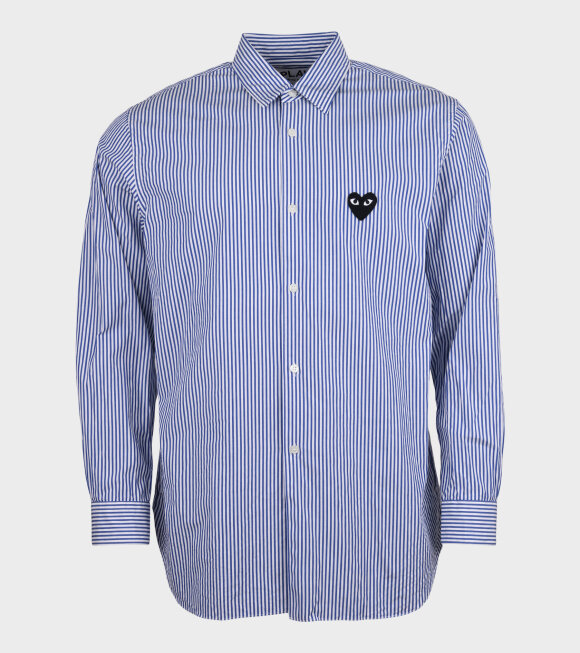 Comme des Garcons PLAY - M Black Heart Striped Shirt White/Blue