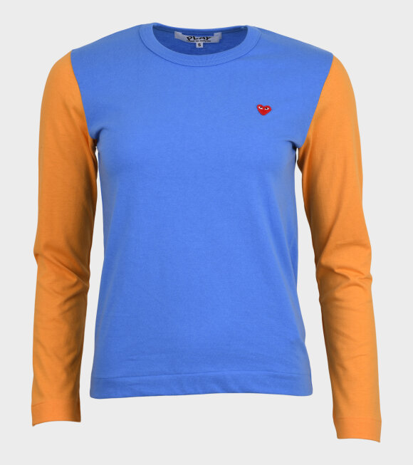 Comme des Garcons PLAY - W Small Heart LS T-shirt Blue/Orange