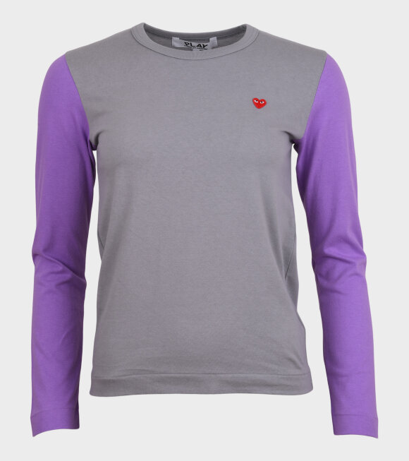 Comme des Garcons PLAY - W Small Heart LS T-shirt Grey/Purple