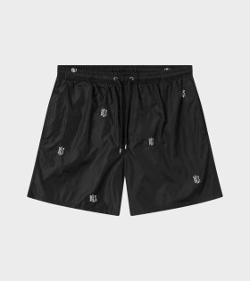 All Over Embroidery Swim Shorts Black