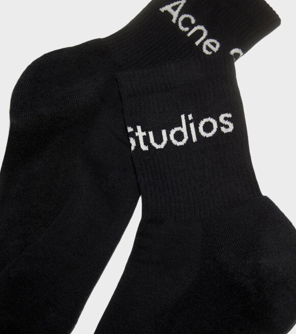 Acne Studios - Ribbed Logo Socks Black Satin/Grey