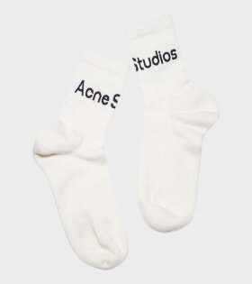 Ribbed Logo Socks White/Black
