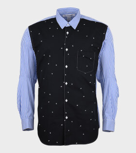 Striped Stitching Shirt Blue/White/Black