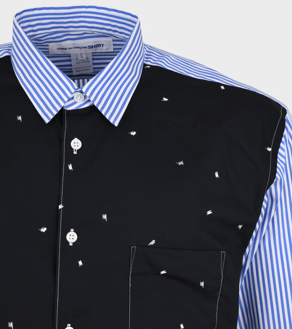 Comme des Garcons Shirt - Striped Stitching Shirt Blue/White/Black