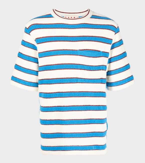 Marni - Striped Terry Cloth T-shirt Off-White/Blue