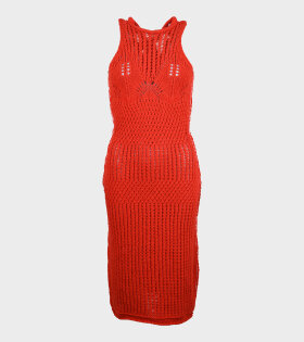 Long Knitted Dress Bright Red