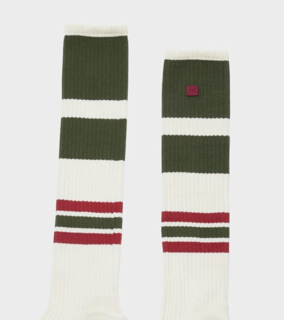 Acne Studios - Striped Socks Beige/Dark Khaki