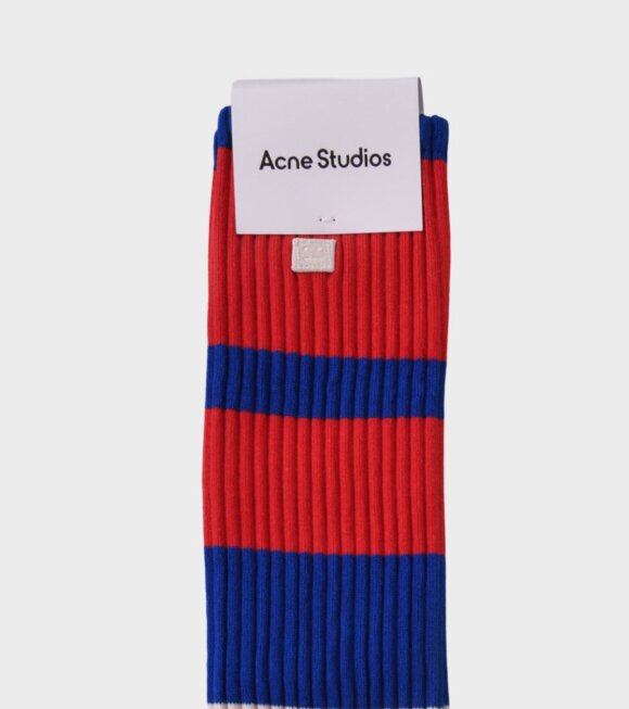 Acne Studios - Striped Socks Sapphire Blue/Red
