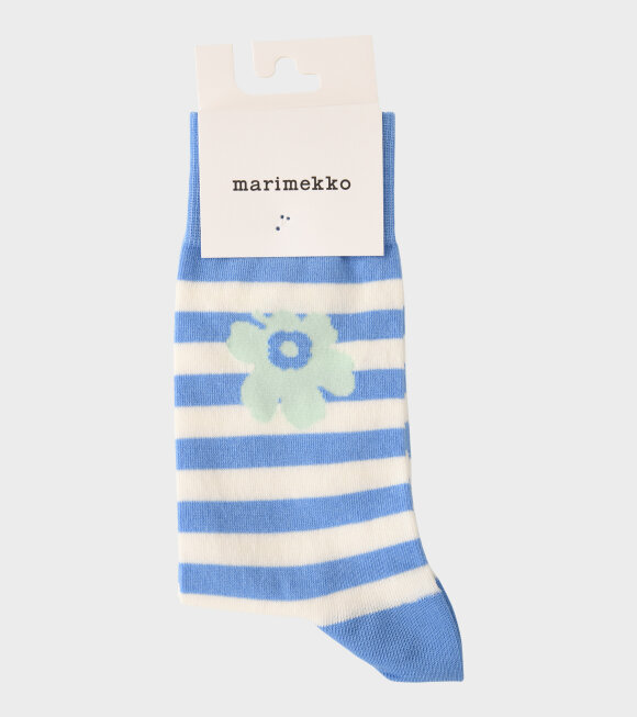 Marimekko - Kasvaa Tasaraita Unikko Socks Blue
