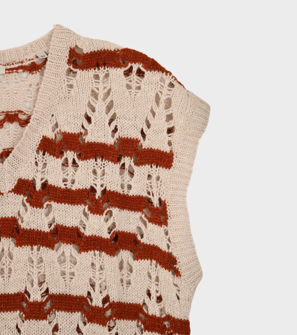 Our Legacy - Knitted Vest Zig Zag Stripe Red/Off-White