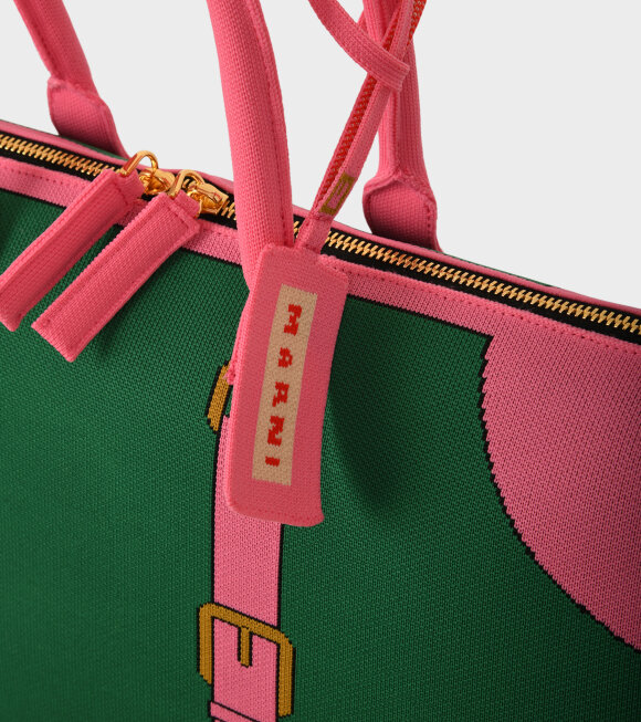 Marni - Trompe L'oeil Jacquard Travel Bag Pink/Green