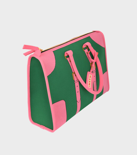 Marni - Trompe L'oeil Jacquard Travel Bag Pink/Green