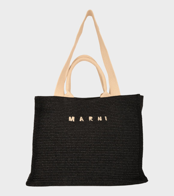 Marni - Large Raffia Tropicalia Bag Black