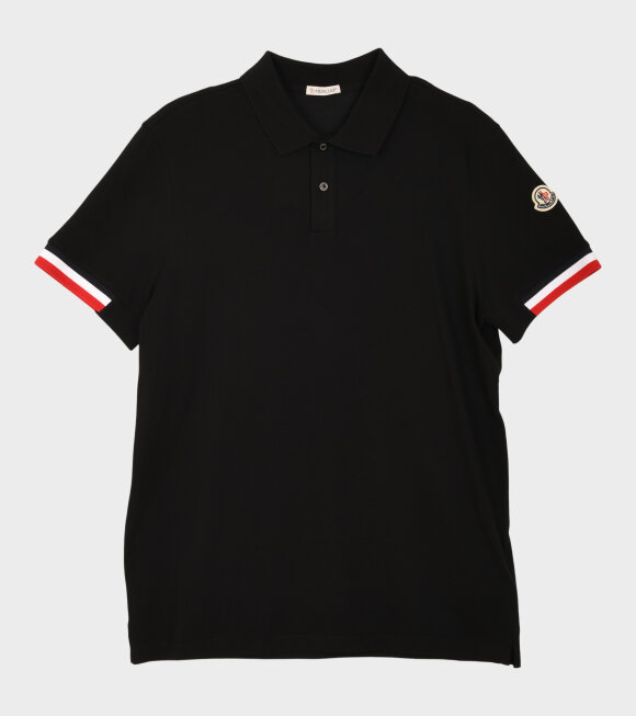 Moncler - Striped Sleeve Polo Black