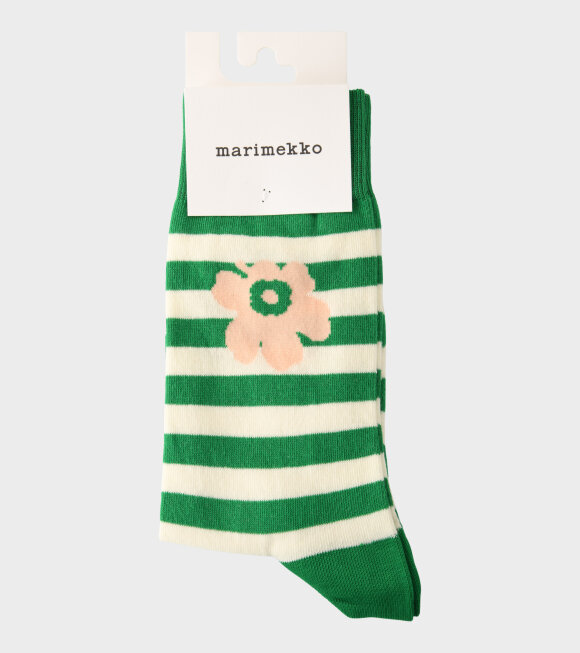 Marimekko - Kasvaa Tasaraita Unikko Socks Green