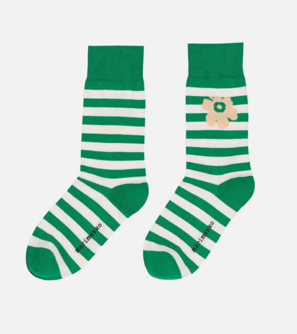 Marimekko - Kasvaa Tasaraita Unikko Socks Green