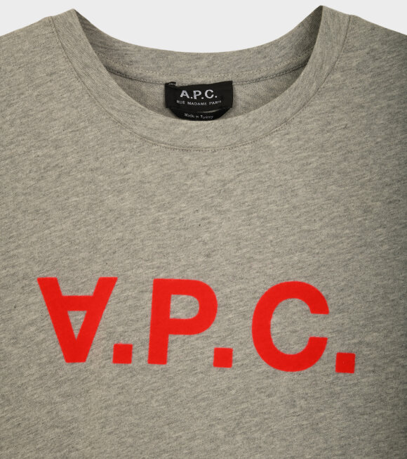 A.P.C - Velour Logo T-shirt Grey/Red